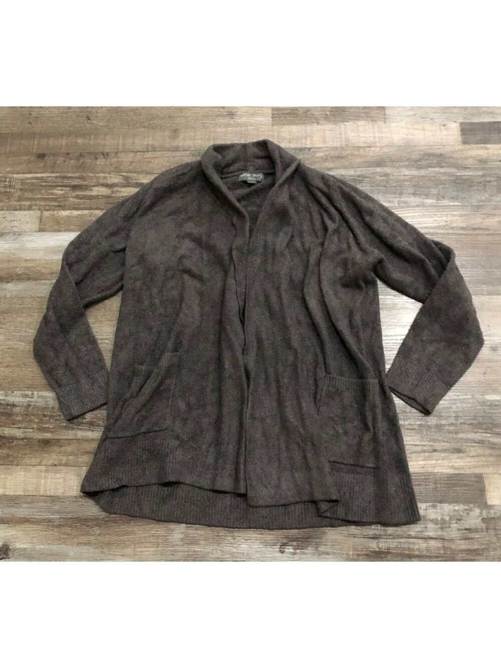 Barefoot Dreams Cozychic Lite Cardigan With Hood Dark Gray W Pockets Size Large